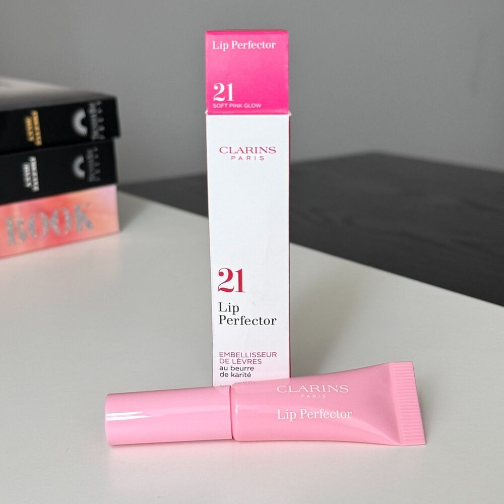Clarins Lip Perfector Peptide-Plumping Lip Gloss 21 Soft Pink Glow NEW Mini Balm